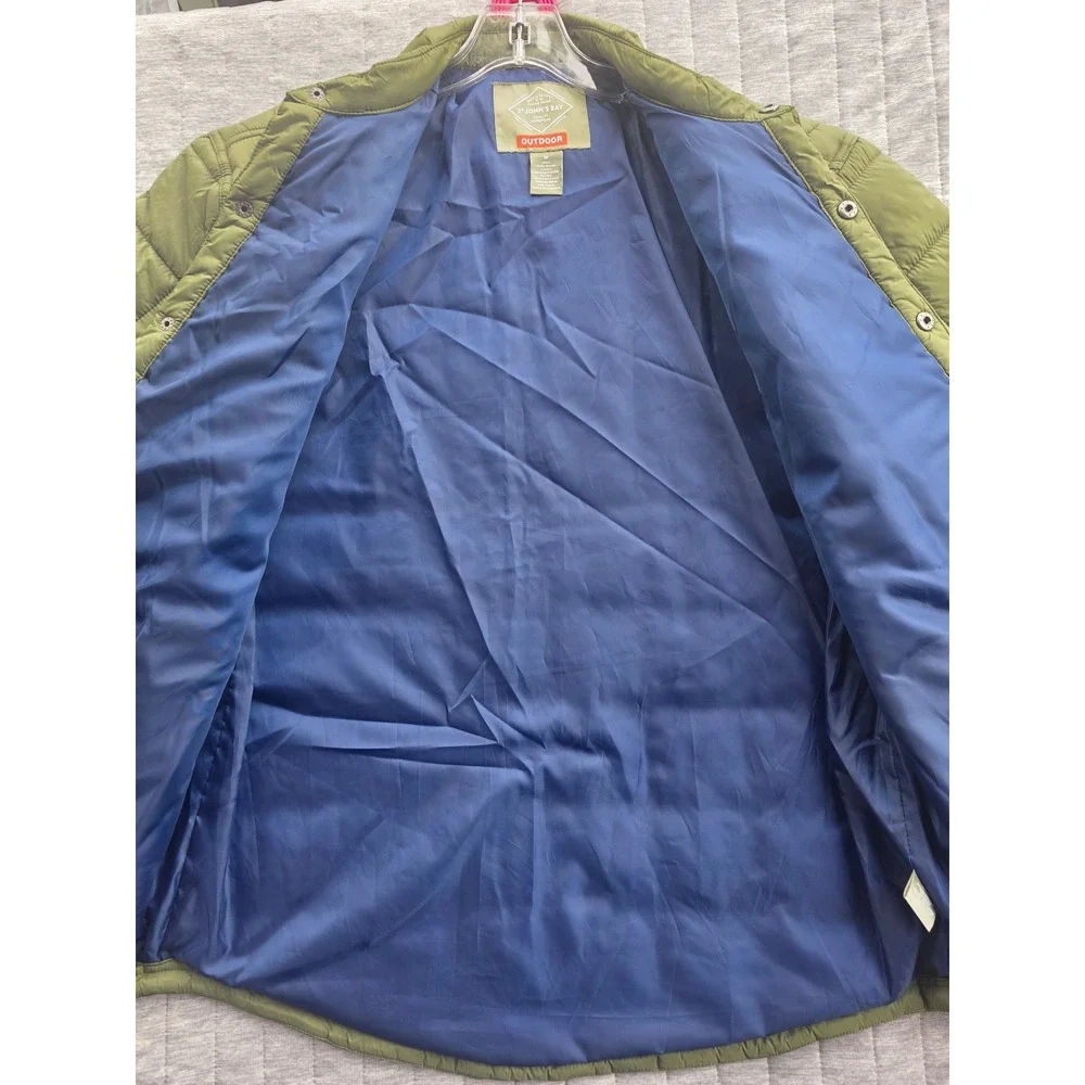 865 St Johns Bay Outdoor Quilted Puffer Shirt Jacket Olive Green Medium - Picture 5 of 6